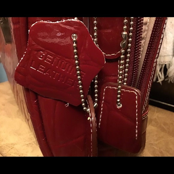 Siamod, Monterosso, SERVANO, Embossed Crocco Leather, 13" Tablet Briefcase, Red - Picture 7 of 10